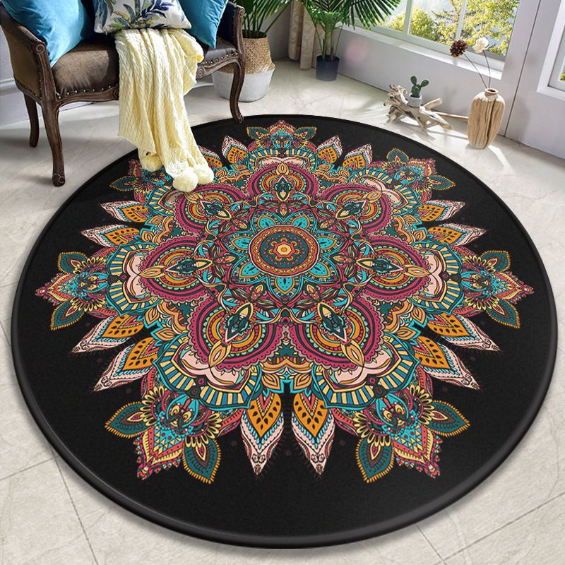 Colorida Mandala Rug Polyéster Turquía Turca Rug Interior Anti-Slip Máquel de respaldo alfombra para mascotas para sala de estar para sala de estar