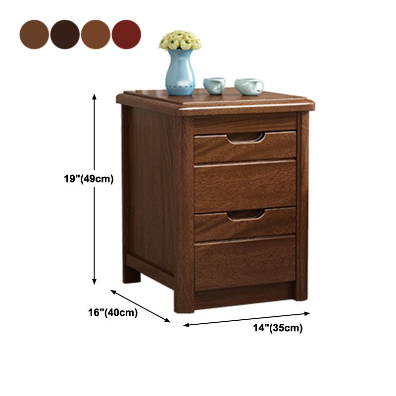 Solid Wood 20" Bed Nightstand 2-Drawer Walnut Modern Night Table