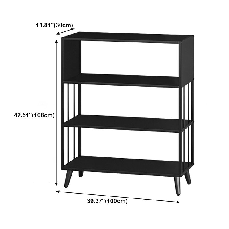 Modern Style Metal Bookshelf Black Open Back Bookcase for Home Office