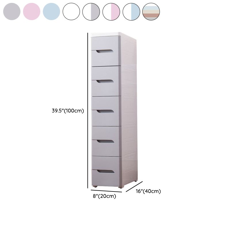 5 Drawers Vertical Kids Nightstand Modernism Plastic Nursery Dresser for Bedroom