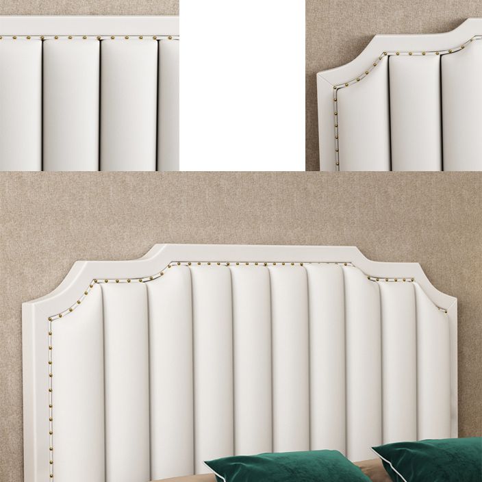 French Style Upholstered Stepped Platform Bed Foam Headboard Bed