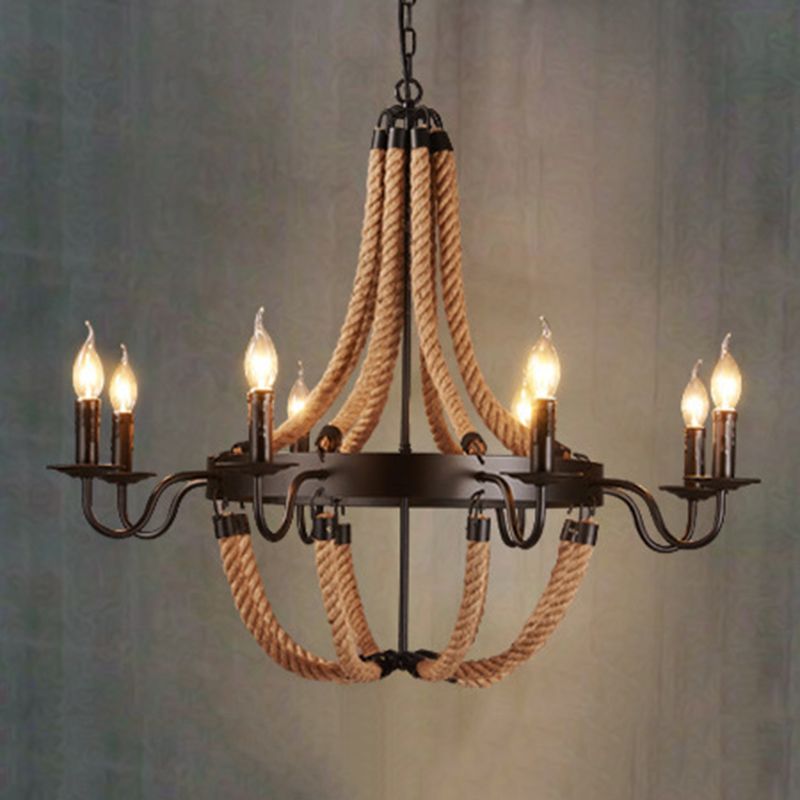 Circular Metal Ring Industrial Chandelier Lighting Fixtures Multi Lights Pendant Lamp Light