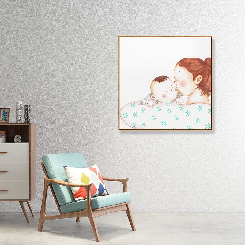 Textured Pastel Wall Art Kids Style Illustration Infant Canvas Print for Nursery