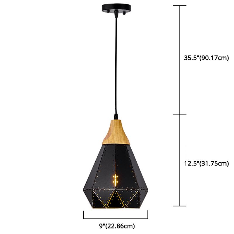 Diamond Dining Room Drop Pendant Modern Style Metal 1 Light Hanging Ceiling Light