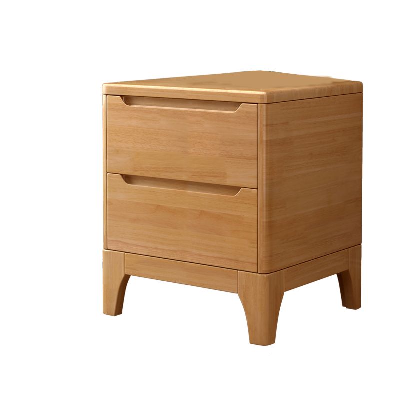 Modern Solid Wood Nightstand 19.6"Tall 2 - Drawer Nightstand in Natural / Brown / White