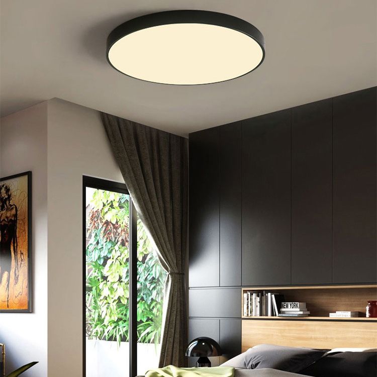 Nordic Acrylic Round Ceiling Light Wrought Iron Bedroom Flush Mount Ceiling Light