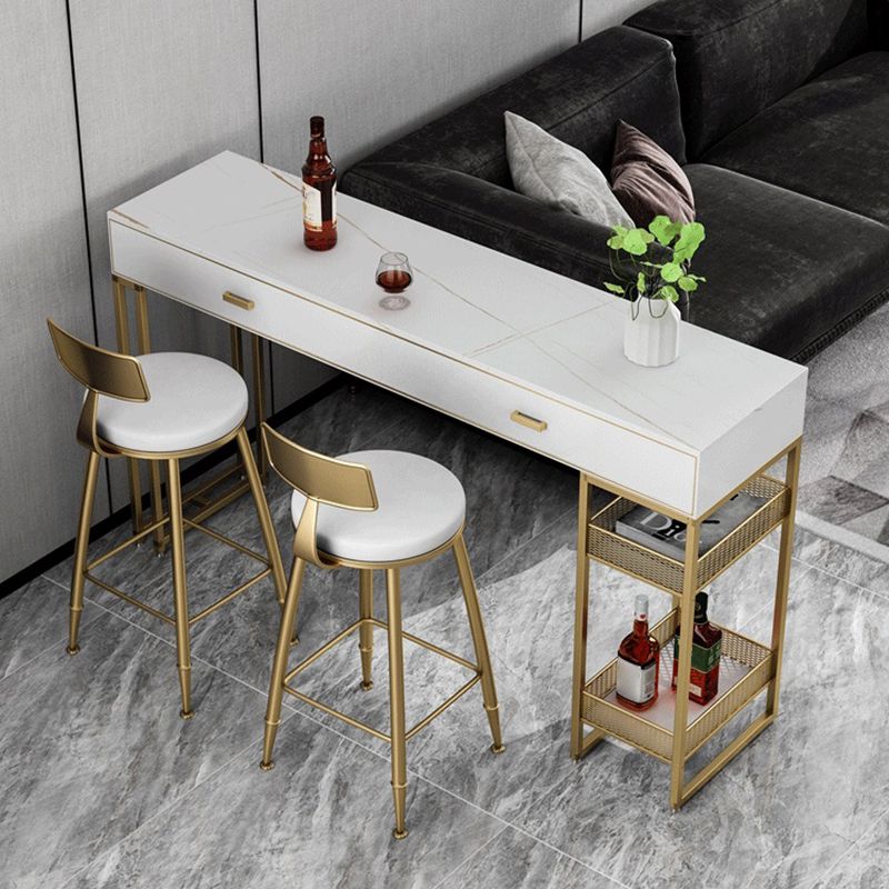 Contemporary Bistro Accent Dining Table Rectangle Bar Table with Storage