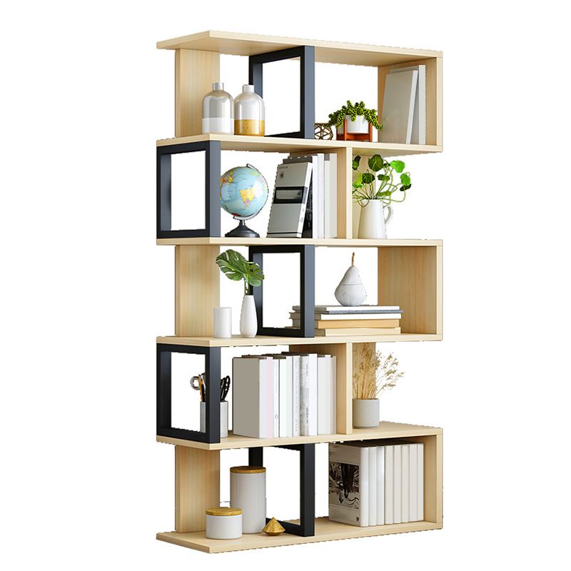 Wood Standard Bookcase Contemporary Style Open Back Bookshelf for Home Office