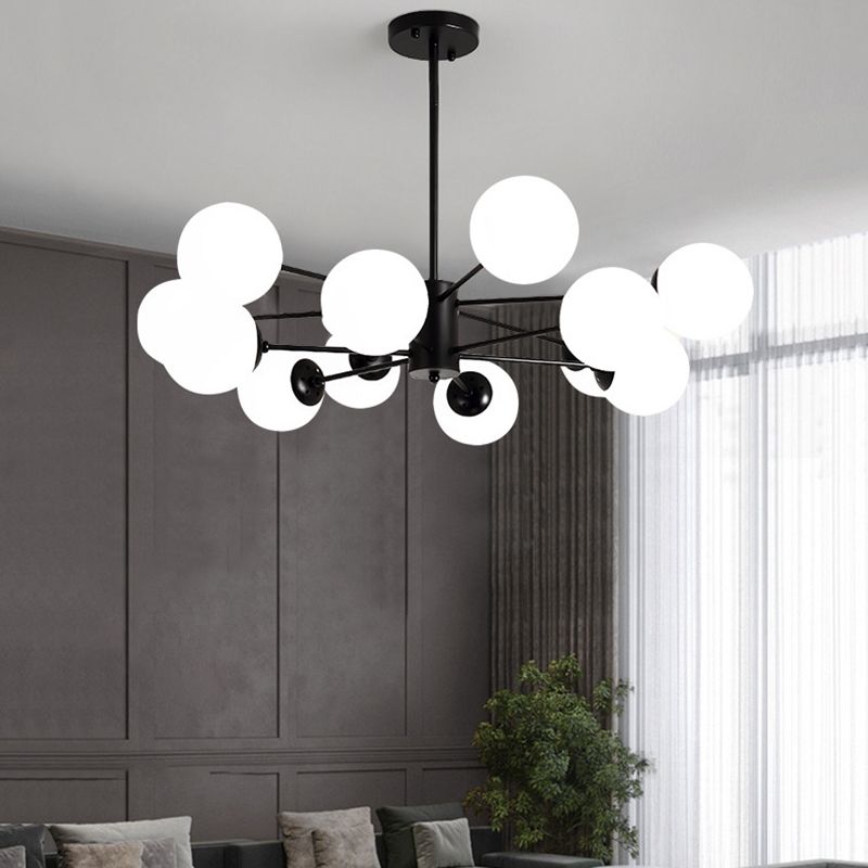 Modern Style Chandelier Light Fixture Globe Shape Glass Hanging Light for Bedroom