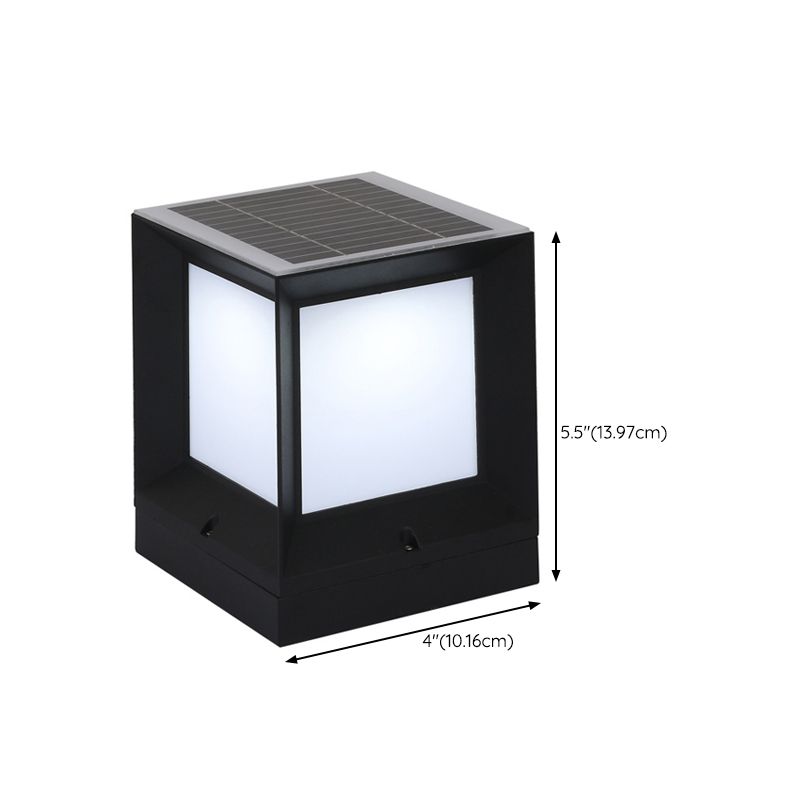 Waterproof Pillar Lamp Black Square Solar Outdoor Lights for Garden