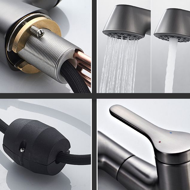 Modern Copper Vessel Faucet Lever Handles Retractable Low Arc Vessel Faucet