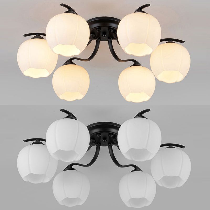 Simple Flush Mount Light Fixture Modern Ceiling Lamp with Glass Shade for Living Room