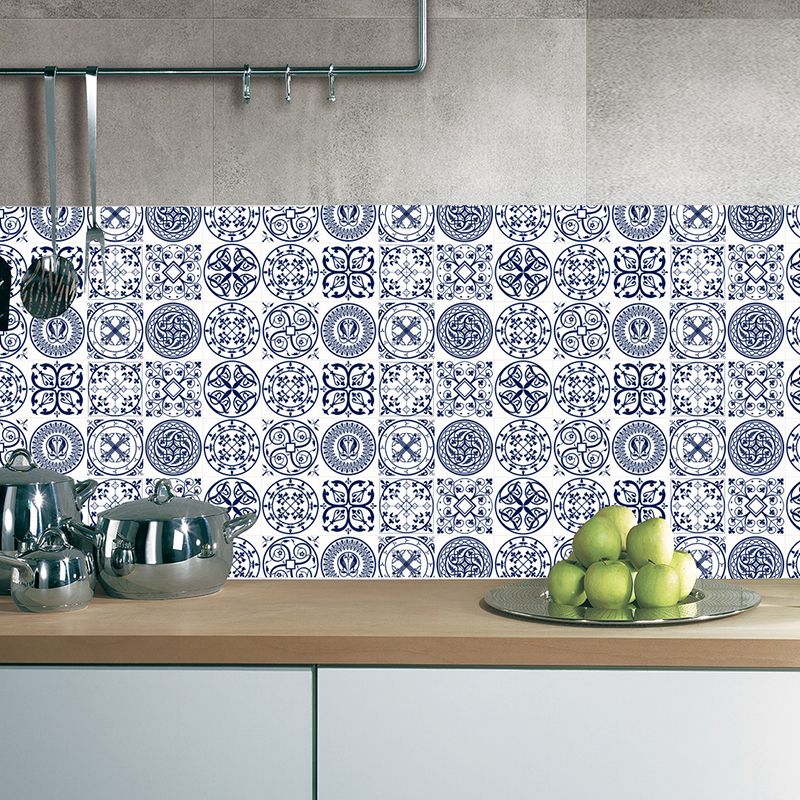 Boho Chic Mandala Wallpaper Panel for Kitchen 2.2-sq ft Wall Covering in Blue, Easy Peel off