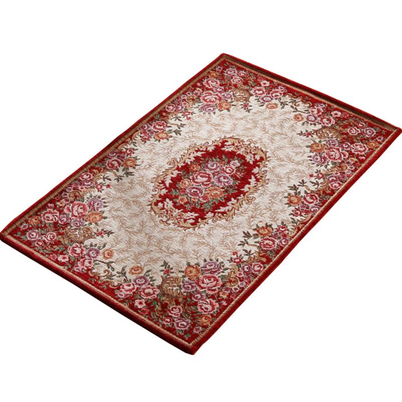 Multi-Colored Retro Rug Synthetics Flower Patterned Area Carpet Non-Slip Backing Stain-Resistant Washable Rug for Parlor