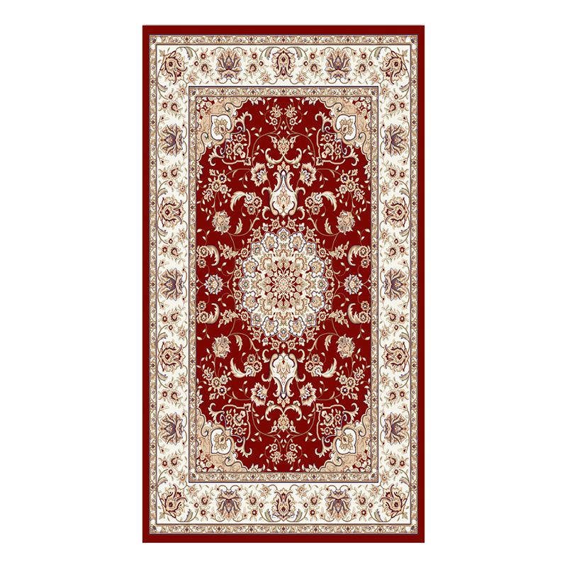 Fancy Traditional Area Rug Brown Polyester Area Carpet Stain Resistant Rug for Home Decor