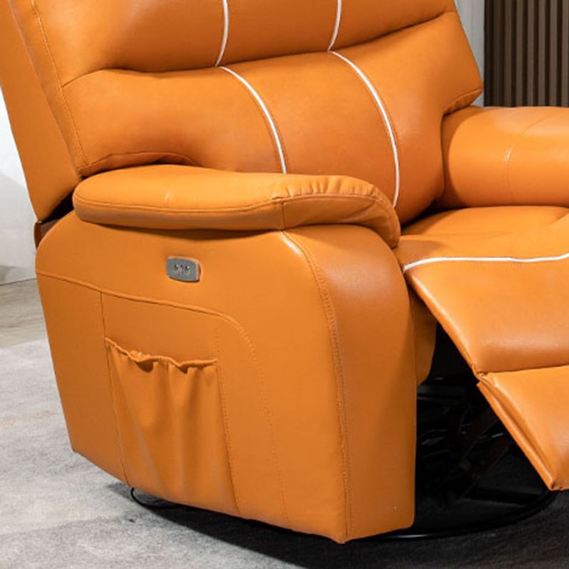 Swivel Rocker Standard Recliner Solid Color Leather Recliner Chair