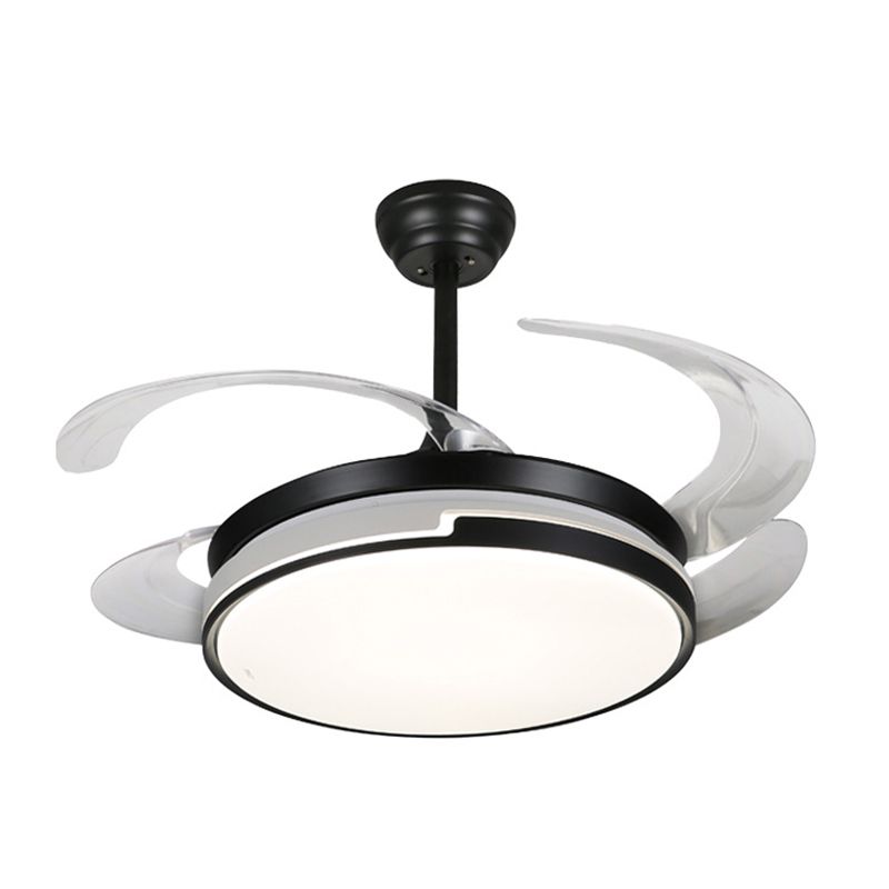 Round Shape Metal Ceiling Fans Modern Style 1 Light Flush Ceiling Fan in Black