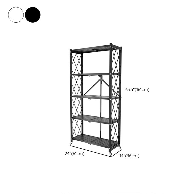 Contemporary Etagere Bookcase  Black Shelf Steel Freestanding Open Back Shelf