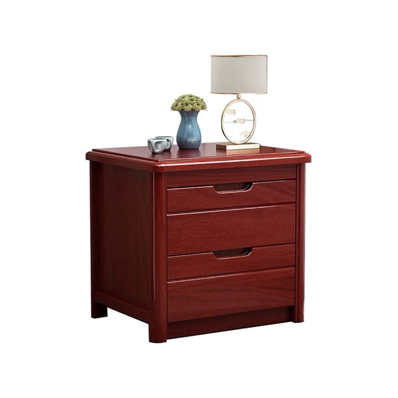 2 - Drawer Contemporary Accent Table Nightstand Walnut Wood Bed Nightstand