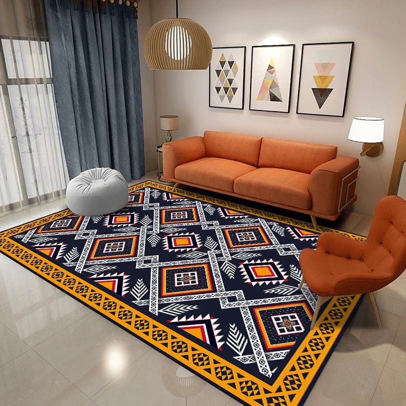 Tapis à imprimé tribal marocain Nostalgie Polyester Tapis de tapis résistant des taches pour la décoration intérieure