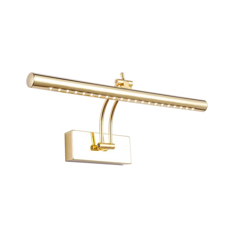 LED Bathroom Wall Mounted Lamp with Tubular Metal Shade Chrome/Gold Finish Vanity Lighting, 16"/21.5" Wide