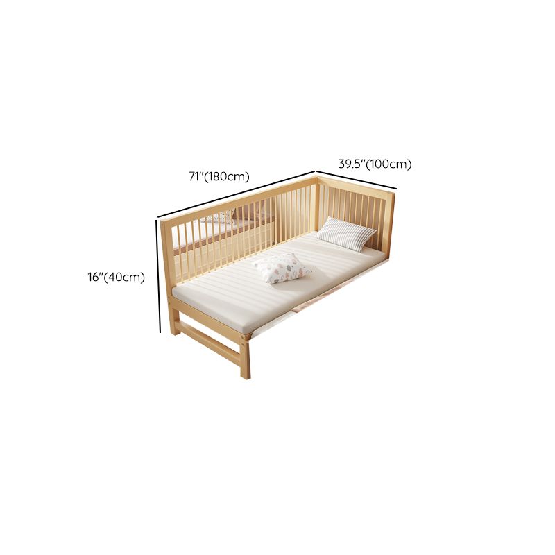 Glam Nursery Bed Wood with Guardrail Washed Natural Baby Crib