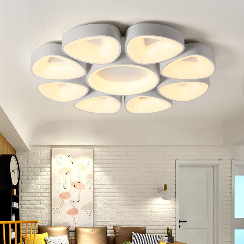 Floral Flush Light Nordic Acrylic Grey/White LED Ceiling Mount Fixture in Warm/White Light