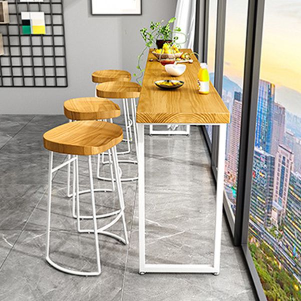 Rectangle Bar Dining Table Modern Bar Table with Sled Base in White