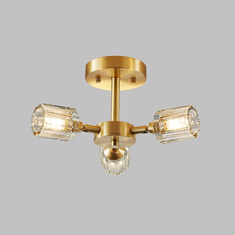 3/4/5/6-Light Modernism Golden Flush Mount Lighting Crystal Shaded Ceiling Light