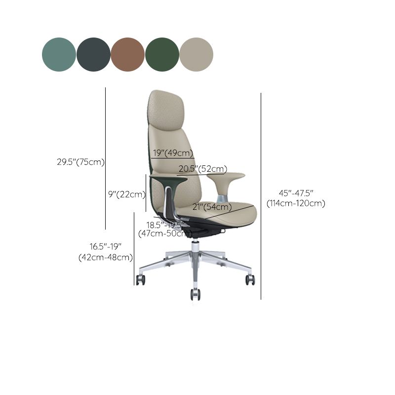 Fixed Arms Office Chair Modern Leather Adjustable Seat Height Swivel Chair with Wheels