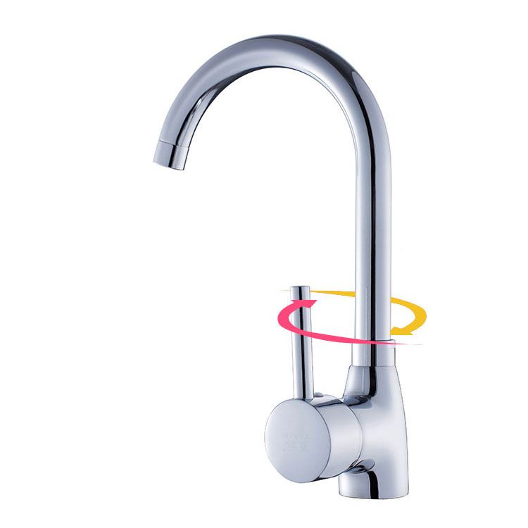 Contemporary Single Handle Kitchen Faucet One Lever Water Faucet in Chrome