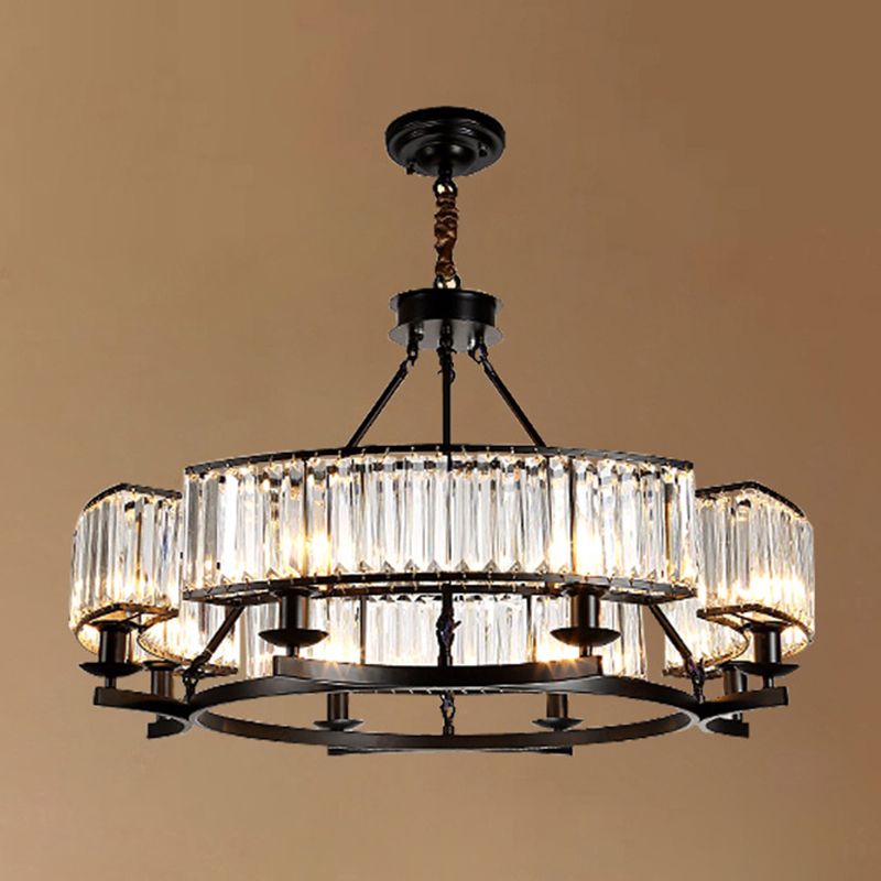 Livrage circulaire Chandelier Pendant Light Tri-Prism Crystal Simplicité Pendant Light