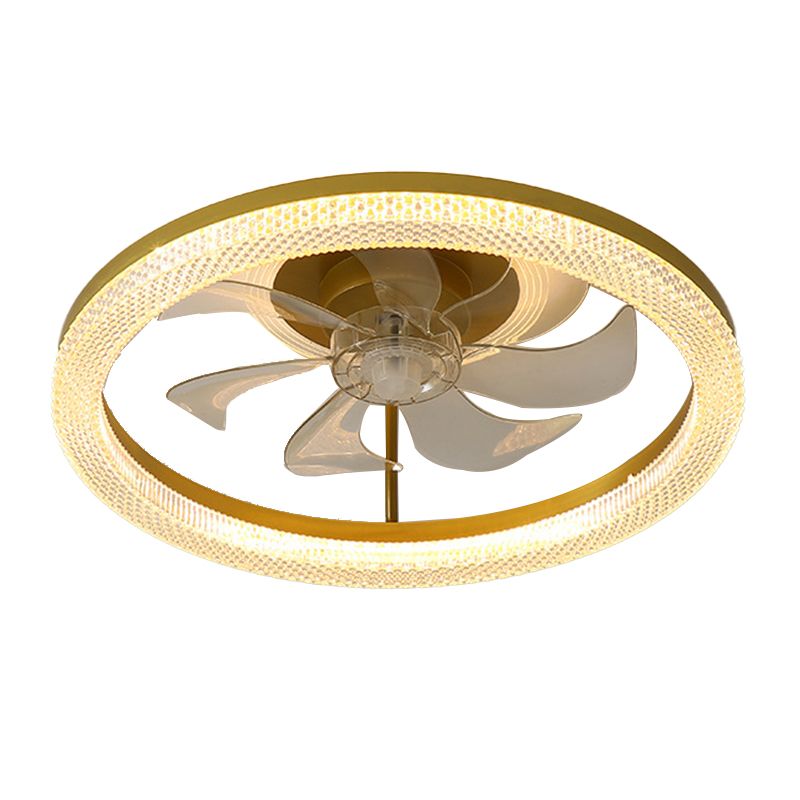 7-Blade Contemporary Ceiling Fan White/Golden Fan with Light for Home