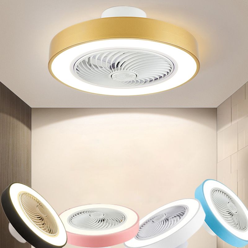 Acrylic Circular LED Ceiling Fans in Modern Style Iron Macaron Ceiling Fan Light for Interior Spaces