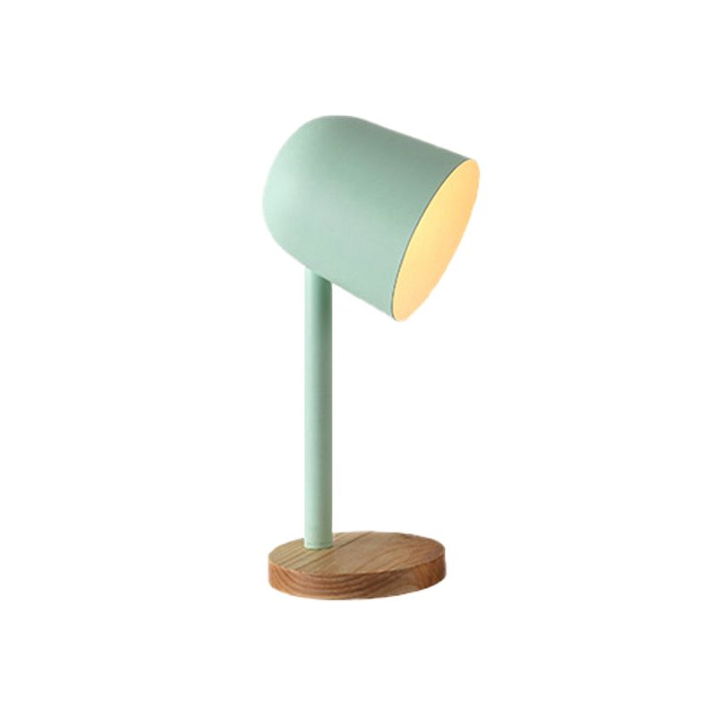 White/Blue/Green Domed Reading Book Light Minimalism Style 1 Light Metallic Desk Lamp with Wooden Base