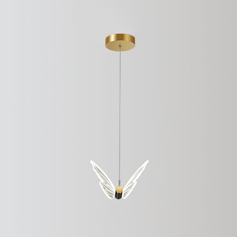 Butterfly Hanging Light Fixture Modern LED Pendant Lamp with Acrylic Shade for Bedroom