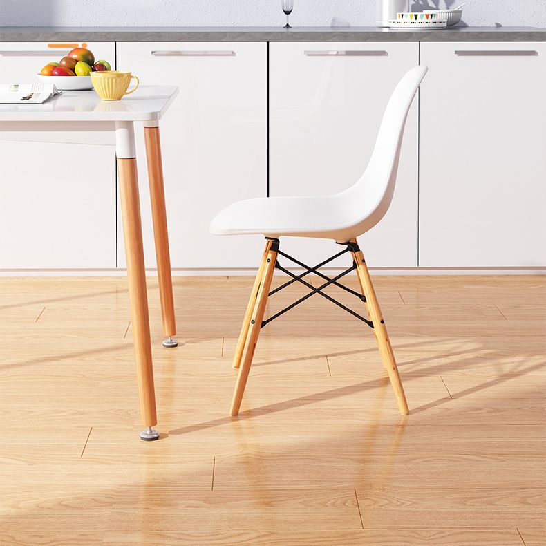 Kitchen Plastic Dining Chair Multicolor Side Chair Set with Wooden Legs