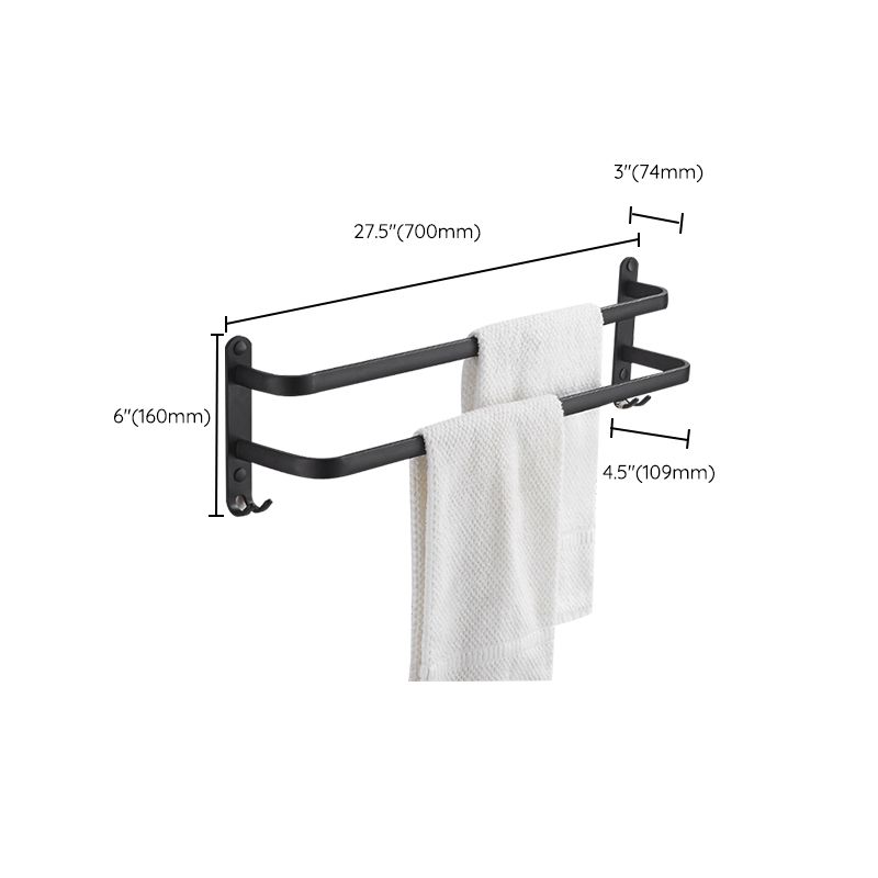 Modern Black Aluminum Bath Hardware Set Towel Bar Bathroom Hardware