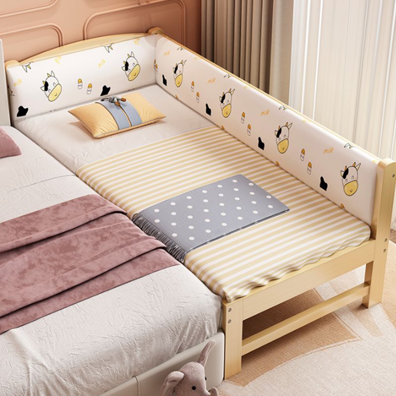 Scandinavian Pine Wood Kids Bed in Natural with Guardrails and Mattress