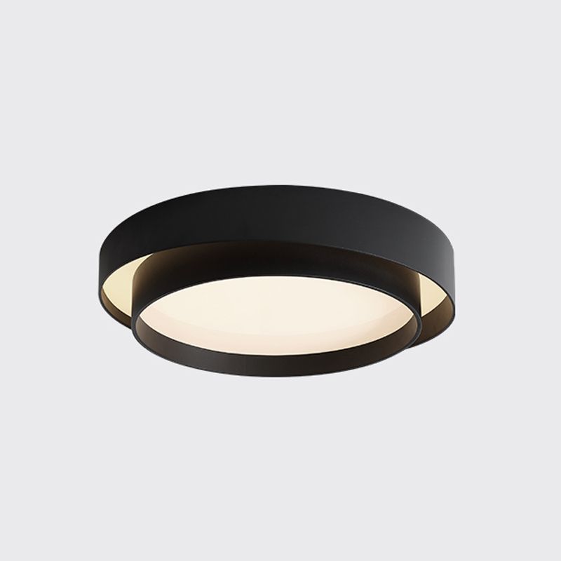 Contemporary Round Flush Light Metal 2 Light Flush Mount Ceiling Fixture