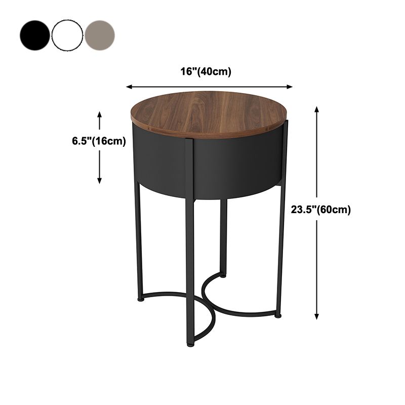 Modern Imitation Wood Nightstand Modern Metal Round Accent Table Nightstand with Legs