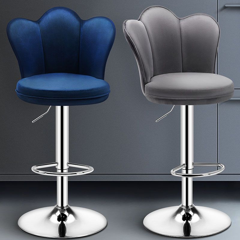 Adjustable Height Upholstered Counter Stools Scandinavian Bar Stools with Chrome Base