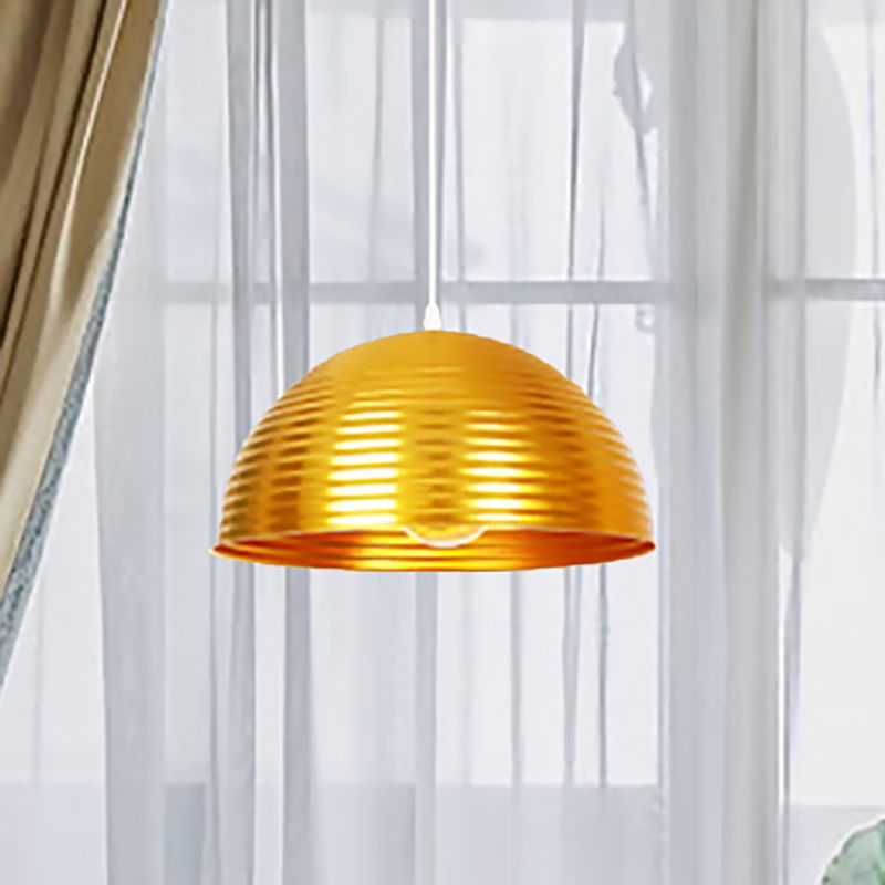 Dome Shade Pendant Light avec Ruffle Contemporary Metal Single Head Red / Jaune / Blue Pendant Light, 12 "/ 16" /19,5 "de large