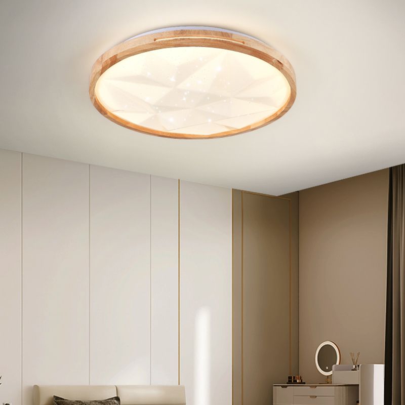 Modern Wooden Flush Mount Lamp Acrylic Shade Led Flush Mount for Bedroom