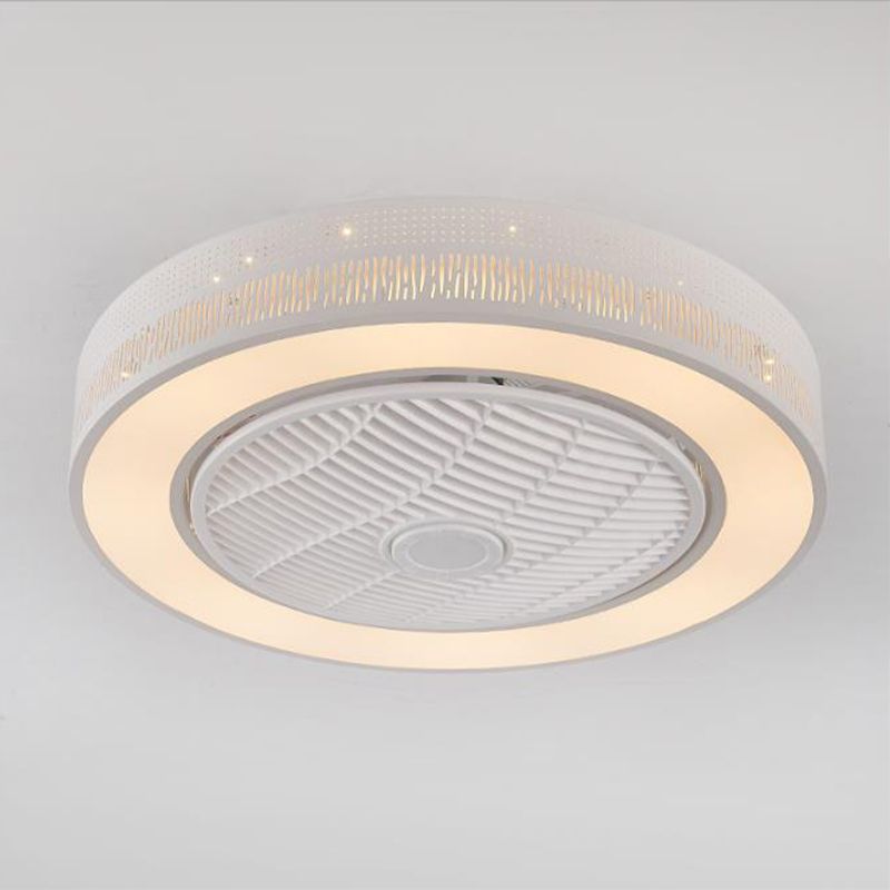 Éclairage de ventilateur linéaire / carré moderniste LED Metal Semi Flush Mount Lightture en blanc pour le salon, 21,5 "de large