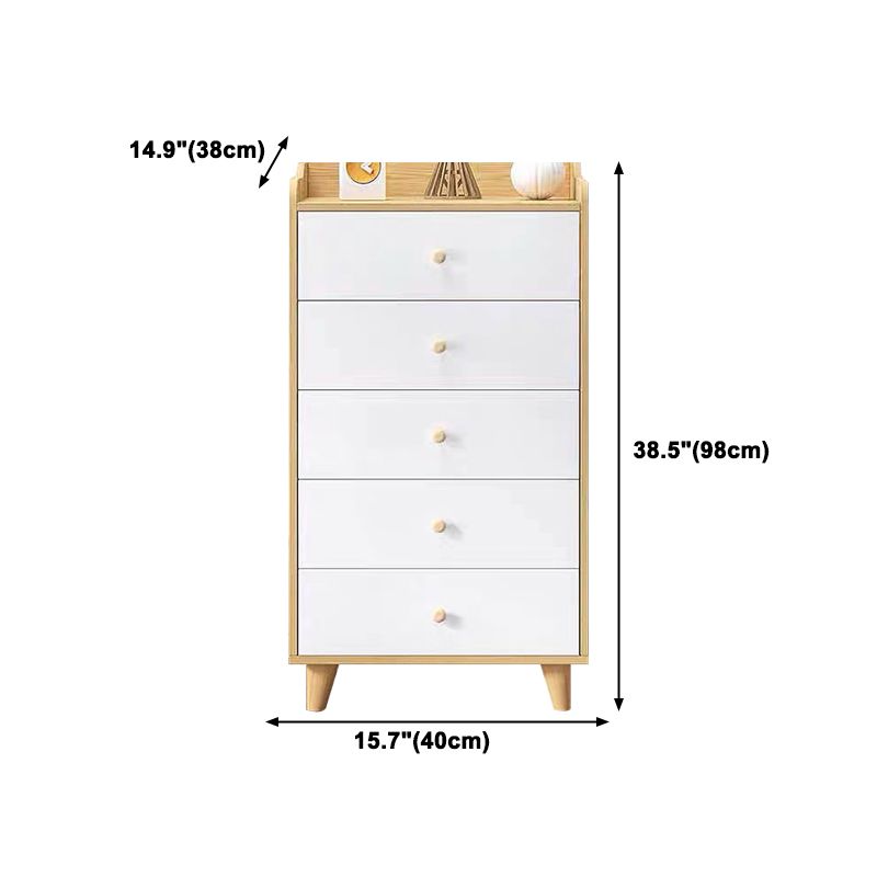 14.5 " D White Storage Chest Dresser Modern Style Storage Chest with Drawers and Doors