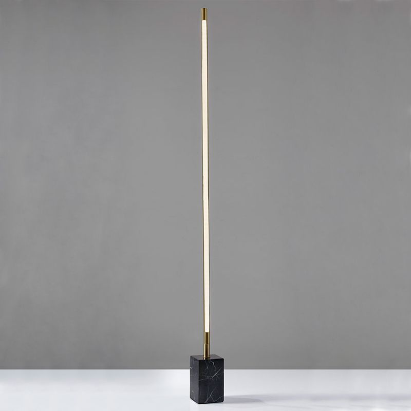 1 Light Linear Floor Lamp Contemporary Metal Standard Lamps Marble Base in Gold