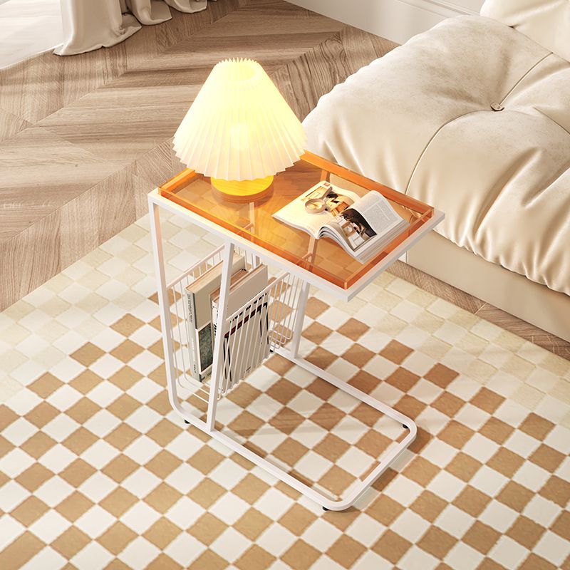 Modern Acrylic and Metal Night Table Open Storage Bedside Cabinet for Bedroom