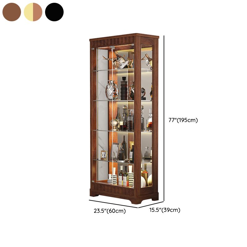 Contemporary Style Solid Wood Floor Wine Bottle Holder with Storage Shelves