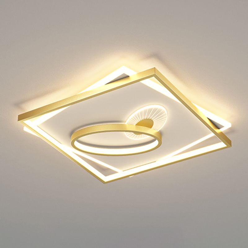 Modern Style Square Shape Ceiling Fixtures Metal 4 Light Ceiling Mounted Lights